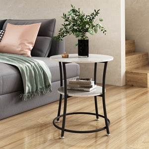 Vicco Tavolino da salotto Marmo bianco 50 x 50 cm con ripiano