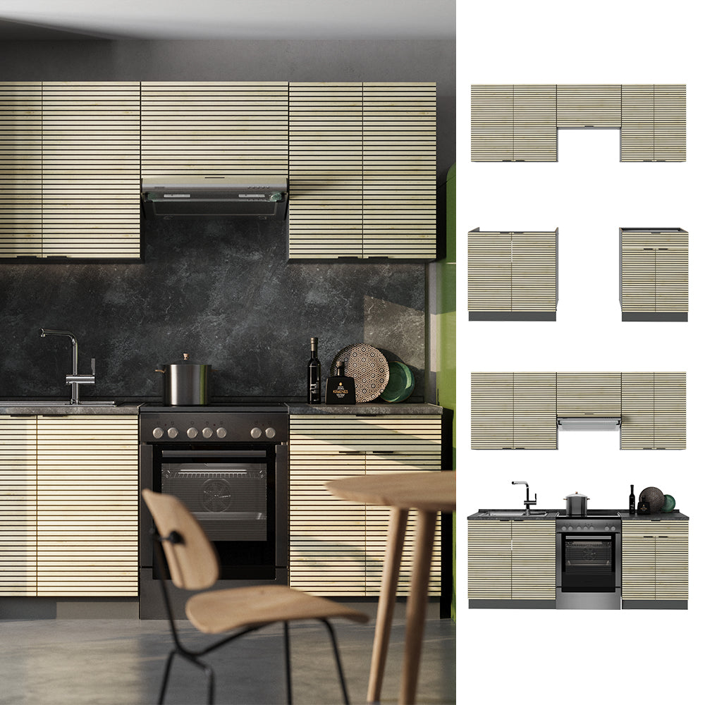 Vicco Cucina componibile Pannello in rovere/antracite 200 cm , PL Rovere