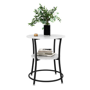 Vicco Tavolino da salotto Marmo bianco 50 x 50 cm con ripiano