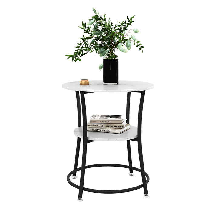 Vicco Tavolino da salotto Marmo bianco 50 x 50 cm con ripiano