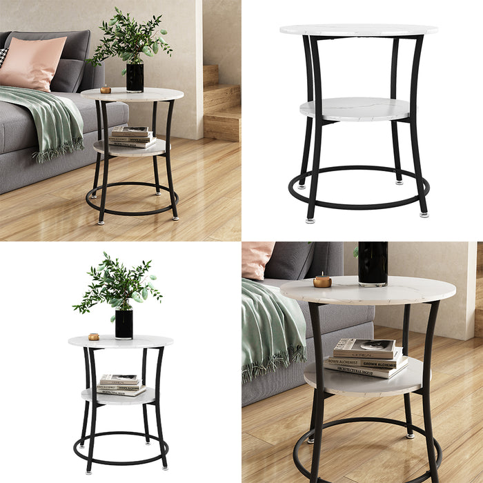 Vicco Tavolino da salotto Marmo bianco 50 x 50 cm con ripiano