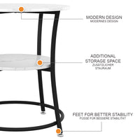 Vicco Tavolino da salotto Marmo bianco 50 x 50 cm con ripiano