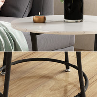 Vicco Tavolino da salotto Marmo bianco 50 x 50 cm con ripiano