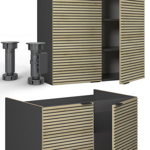 Vicco Cucina componibile Pannello in rovere/antracite 200 cm senza piano di lavoro