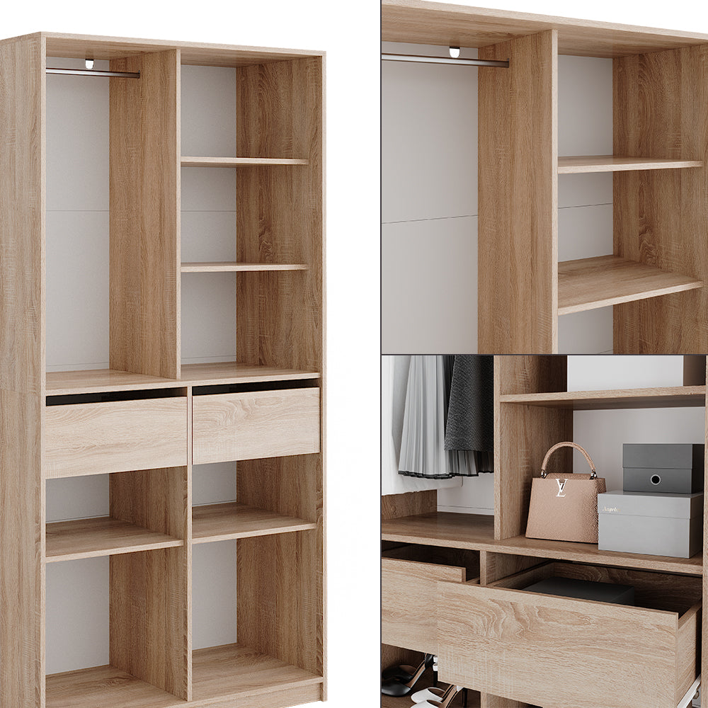 Vicco Armadio Sonoma 100 x 200 cm con 2 cassetti