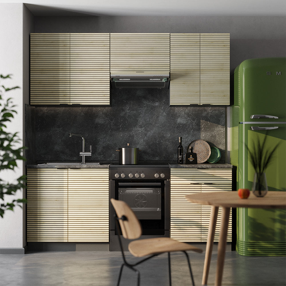 Vicco Cucina componibile Pannello in rovere/antracite 200 cm , PL Marmo