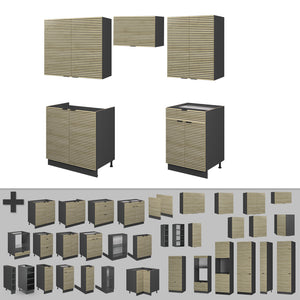 Vicco Cucina componibile Pannello in rovere/antracite 200 cm , PL Antracite