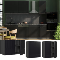 Vicco Pensile da cucina Nero a righe 60 cm