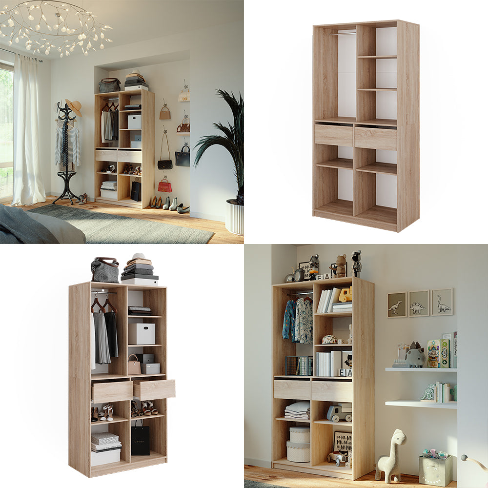 Vicco Armadio Sonoma 100 x 200 cm con 2 cassetti