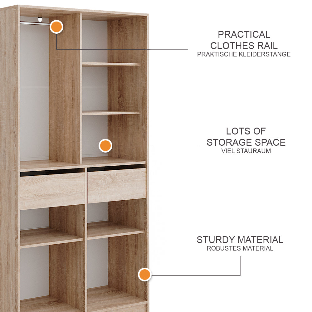 Vicco Armadio Sonoma 100 x 200 cm con 2 cassetti