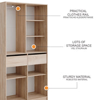 Vicco Armadio Sonoma 100 x 200 cm con 2 cassetti