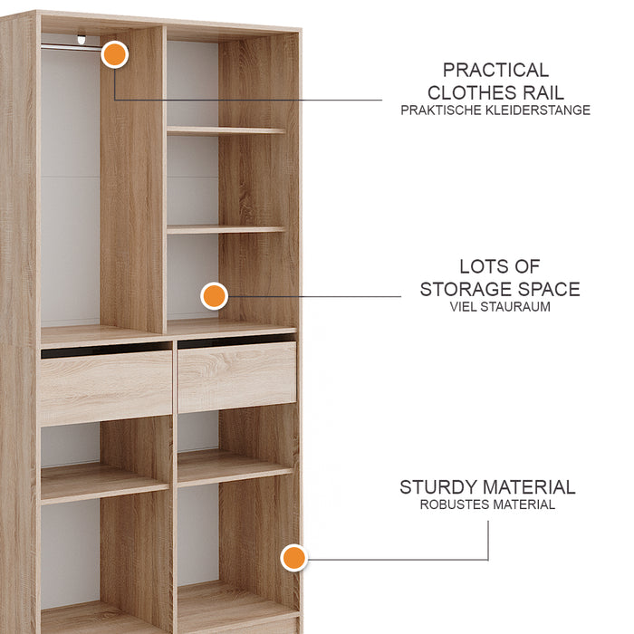 Vicco Armadio Sonoma 100 x 200 cm con 2 cassetti