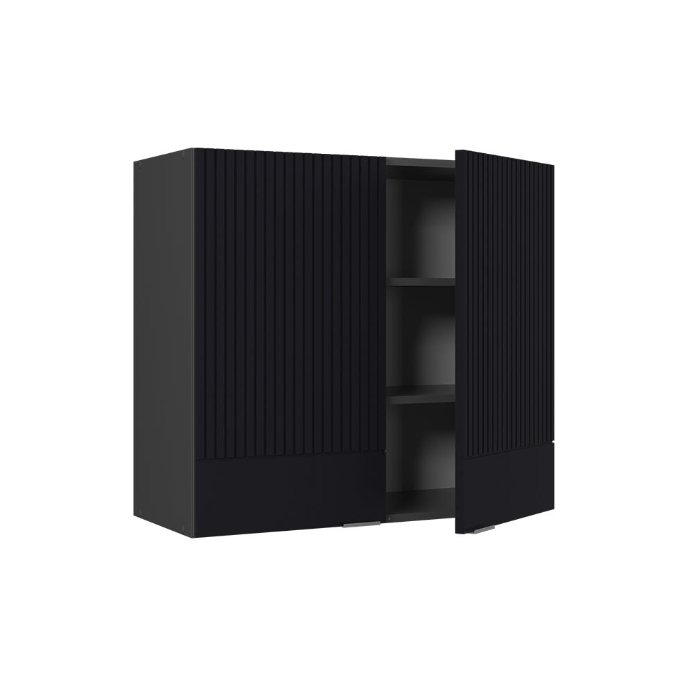 Vicco Mobile da cucina in vetro Nero a righe 80 cm