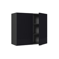 Vicco Mobile da cucina in vetro Nero a righe 80 cm