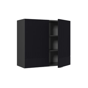 Vicco Mobile da cucina in vetro Nero a righe 80 cm