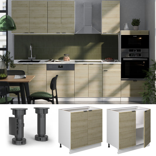 Vicco Mobile lavello cucina Pannello in quercia 80 cm con ripiano, senza piano di lavoro