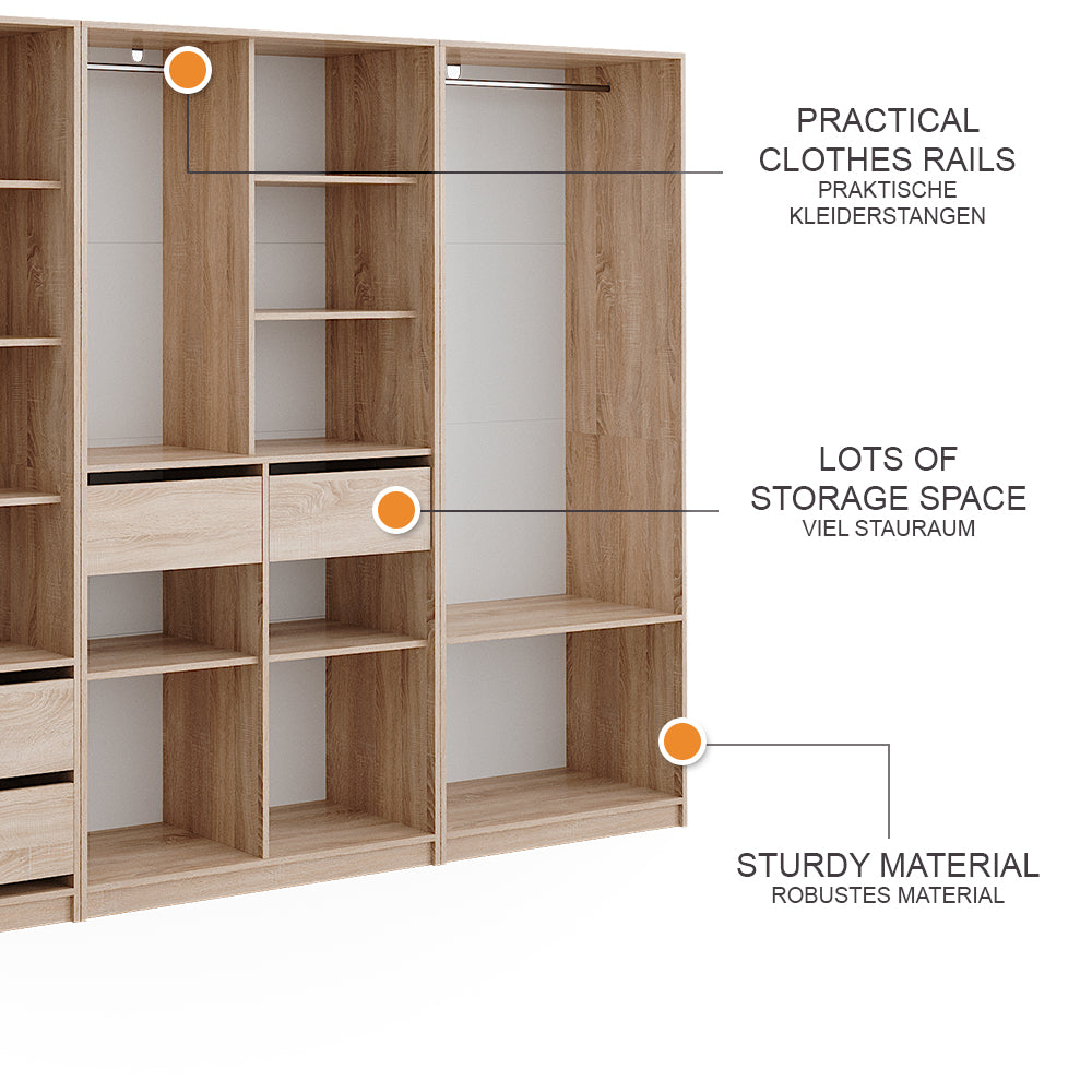 Vicco Armadio Sonoma 100 x 200 cm Set di 3