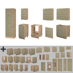 Vicco Cucina componibile Pannello in rovere/rovere goldkraft 300 cm , PL Marmo