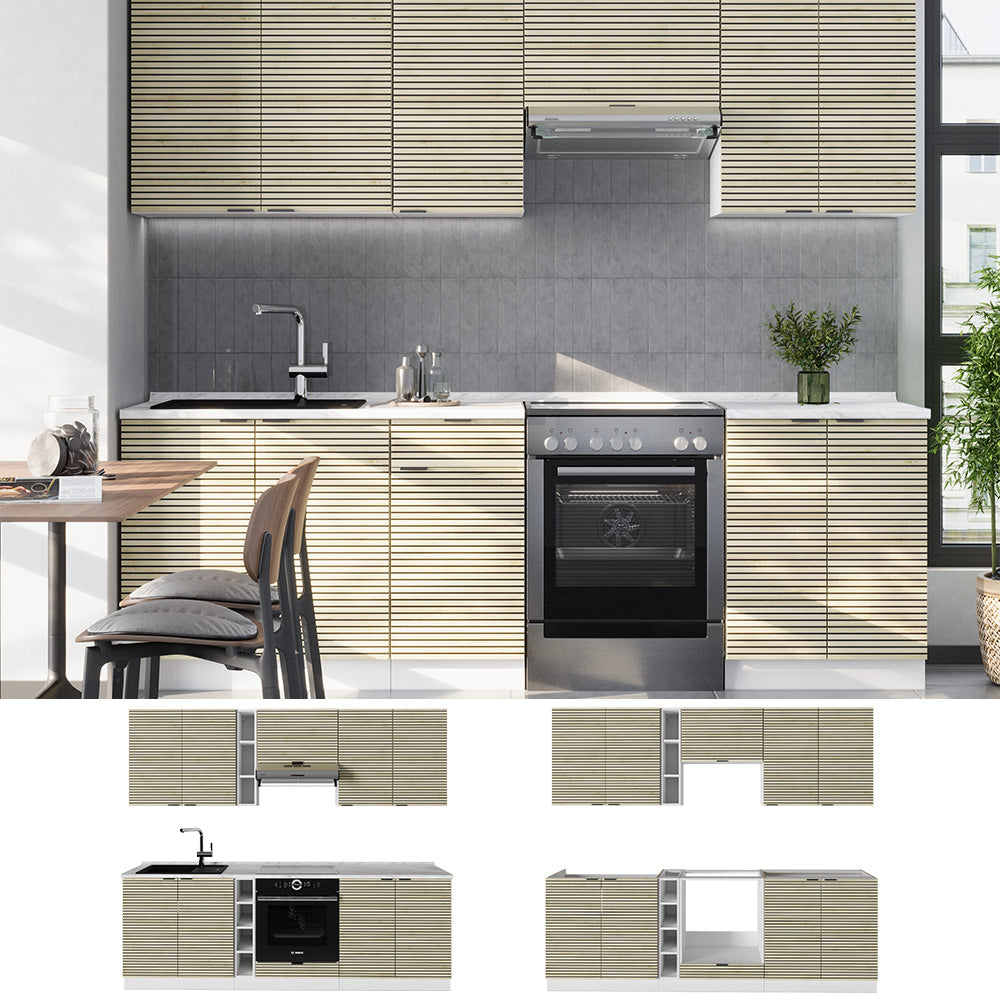 Vicco Cucina componibile Pannello di quercia/bianco 235 cm , PL Rovere