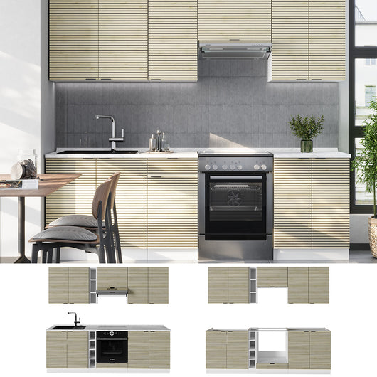 Vicco Cucina componibile Pannello di quercia/bianco 235 cm , PL Rovere