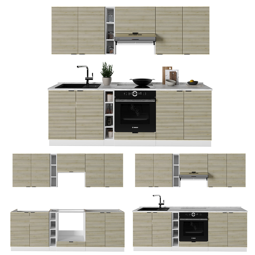 Vicco Cucina componibile Pannello di quercia/bianco 235 cm , PL Marmo