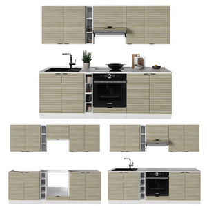 Vicco Cucina componibile Pannello di quercia/bianco 235 cm , PL Antracite