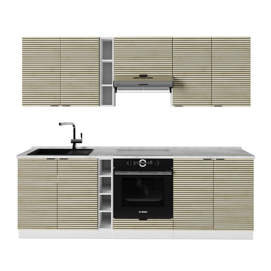 Vicco Cucina componibile Pannello di quercia/bianco 235 cm , PL Marmo