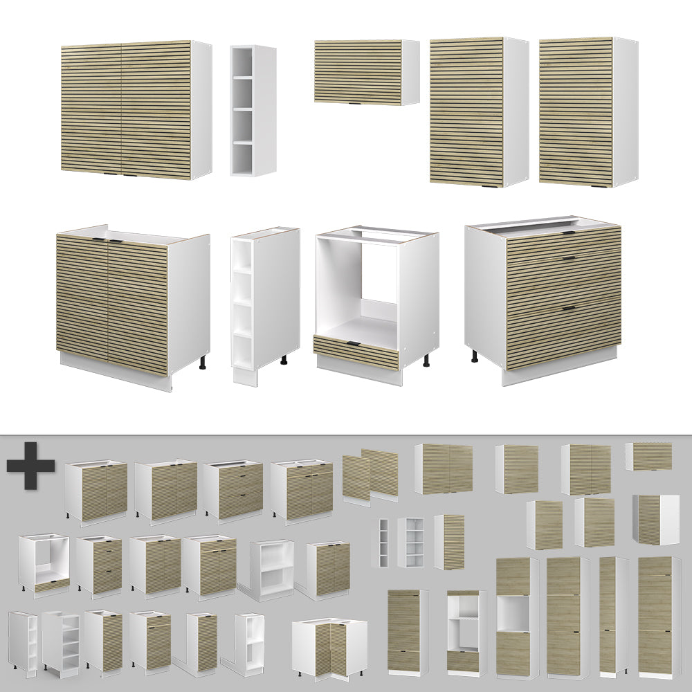 Vicco Cucina componibile Pannello di quercia/bianco 235 cm , PL Marmo