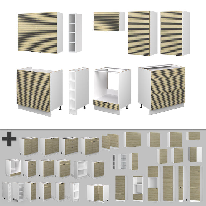 Vicco Cucina componibile Pannello di quercia/bianco 235 cm , PL Rovere