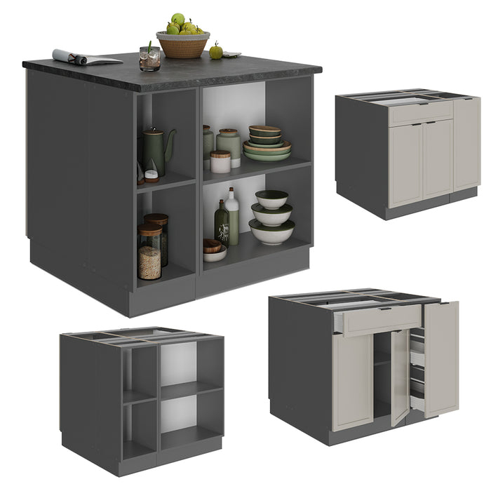 Vicco Isola cucina GrigioBeige 90 cm con cassetto, senza piano di lavoro