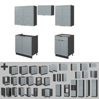 Vicco Cucina componibile Azzurro-grigio/antracite 200 cm , PL Marmo