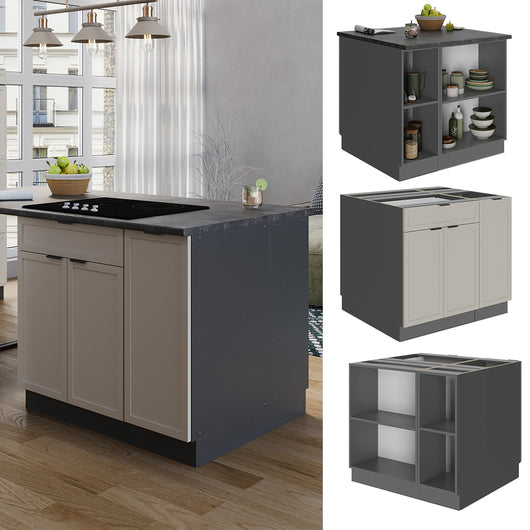 Vicco Isola cucina GrigioBeige 90 cm con cassetto, senza piano di lavoro