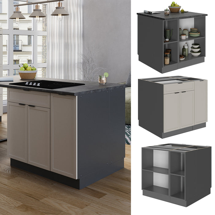 Vicco Isola cucina GrigioBeige 90 cm con cassetto, senza piano di lavoro