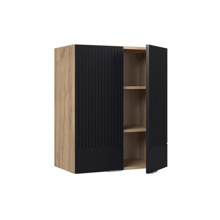 Vicco Pensile da cucina Nero a righe 60 cm