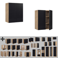 Vicco Pensile da cucina Nero a righe 60 cm