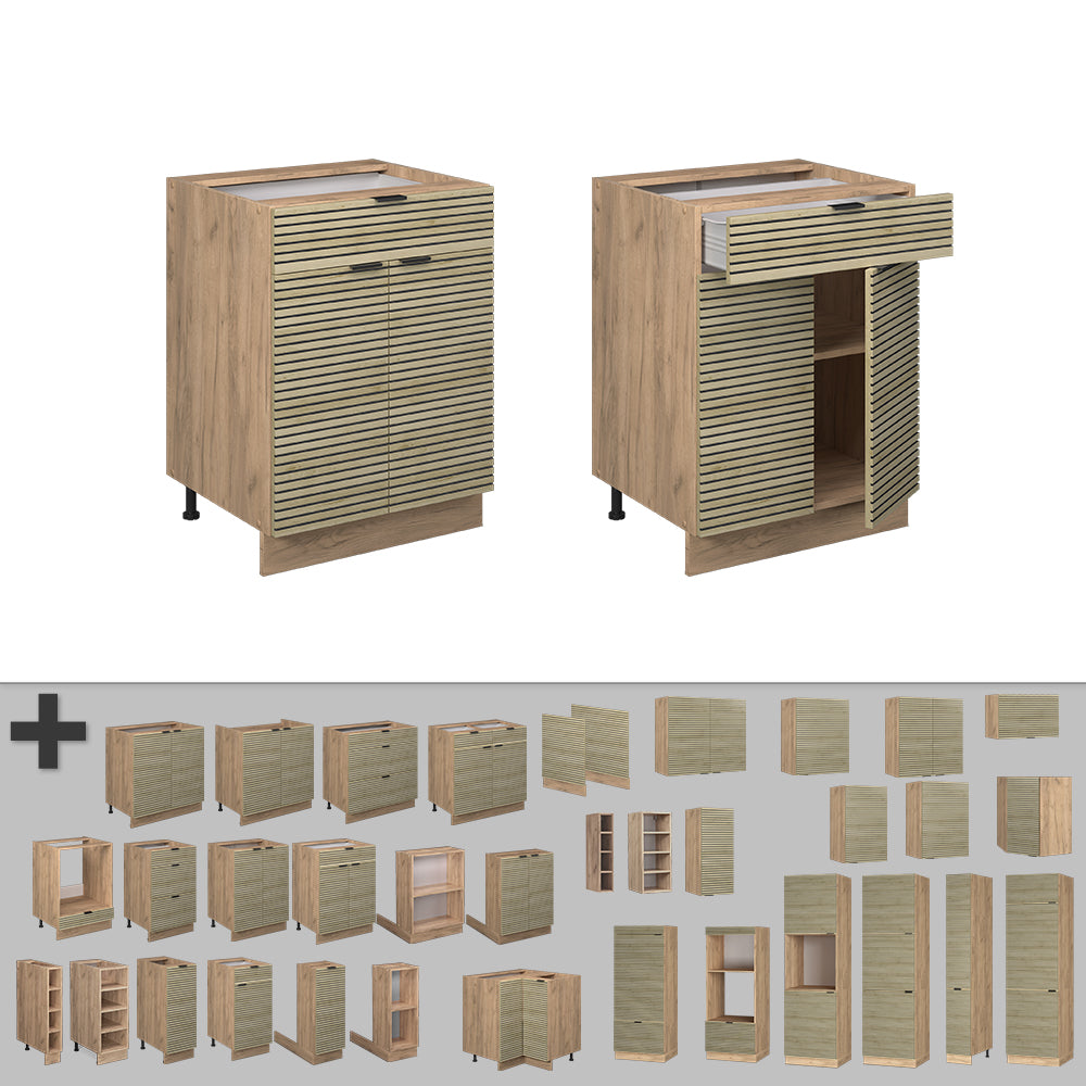 Vicco Basi  Pannello in quercia 60 cm con cassetto, PL Antracite