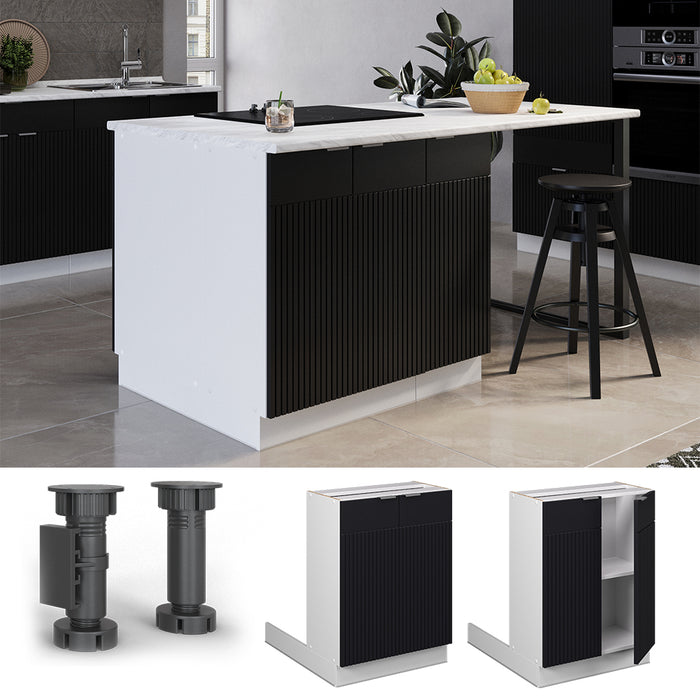 Vicco Isola cucina Nero a righe 60 cm senza piano di lavoro
