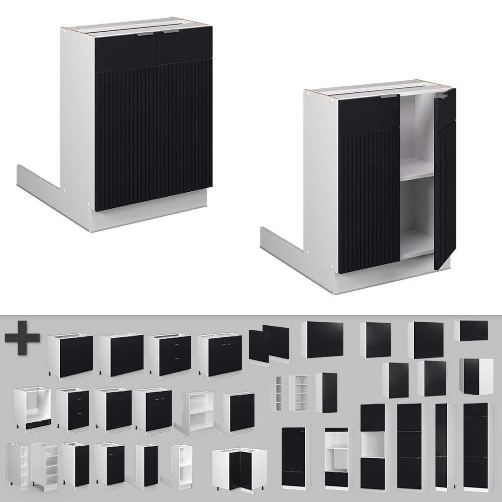 Vicco Isola cucina Nero a righe 60 cm senza piano di lavoro