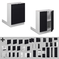 Vicco Isola cucina Nero a righe 60 cm senza piano di lavoro