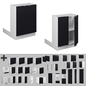 Vicco Isola cucina Nero a righe 60 cm senza piano di lavoro