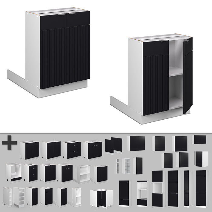 Vicco Isola cucina Nero a righe 60 cm senza piano di lavoro