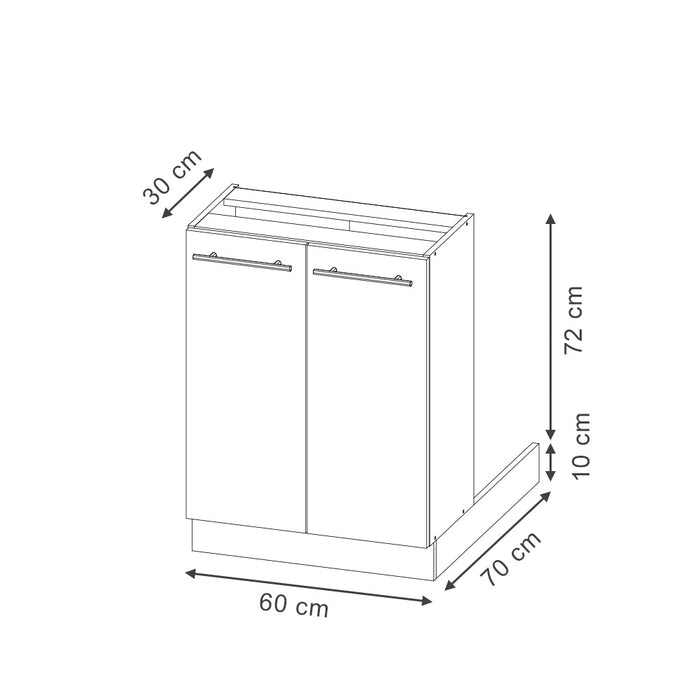 Vicco Isola cucina Nero a righe 60 cm senza piano di lavoro