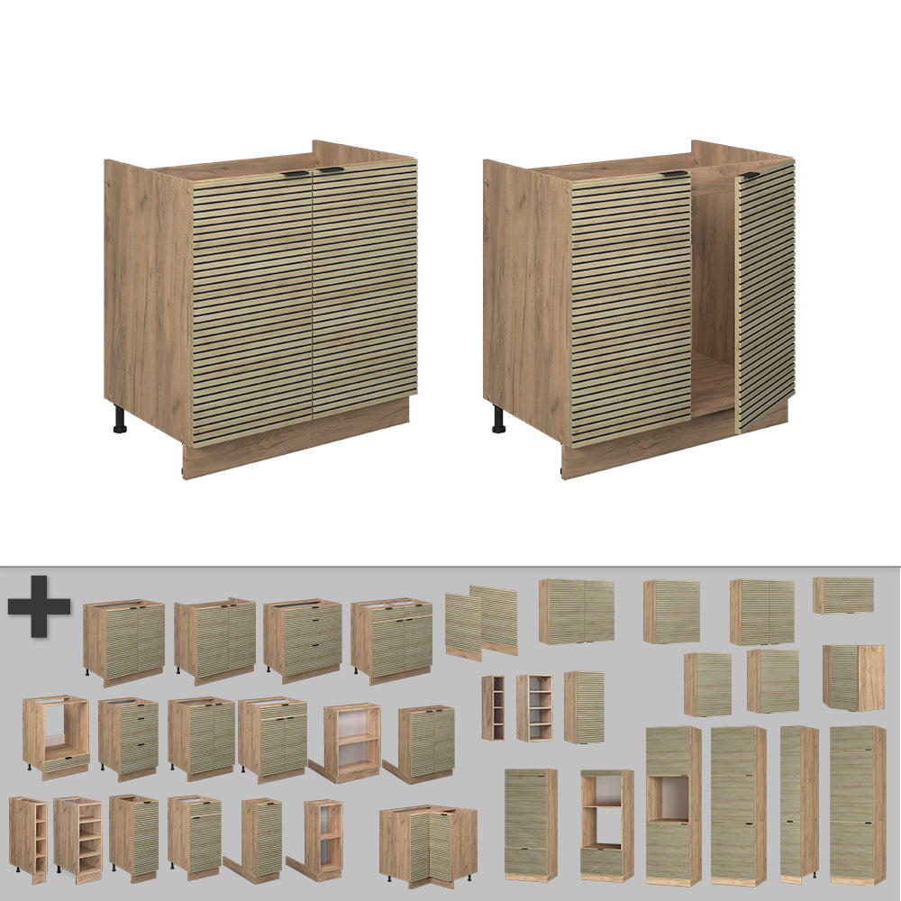 Vicco Base lavello Pannello in quercia 80 cm , PL Antracite