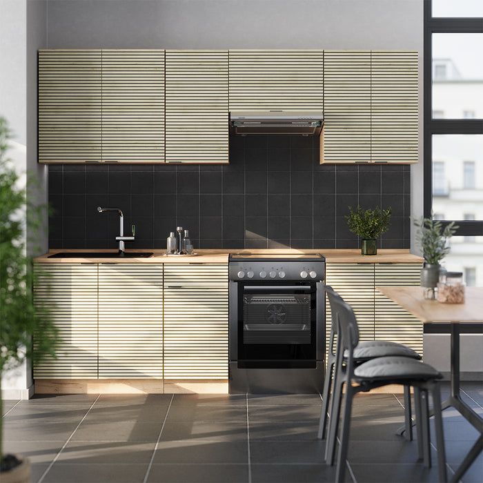 Vicco Cucina componibile Pannello in rovere/rovere goldkraft 240 cm , PL Marmo