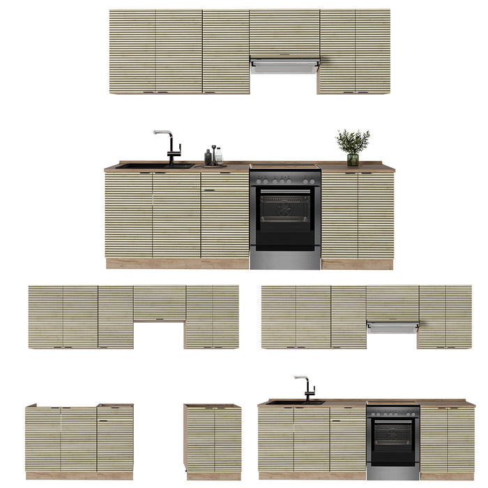 Vicco Cucina componibile Pannello in rovere/rovere goldkraft 240 cm , PL Marmo