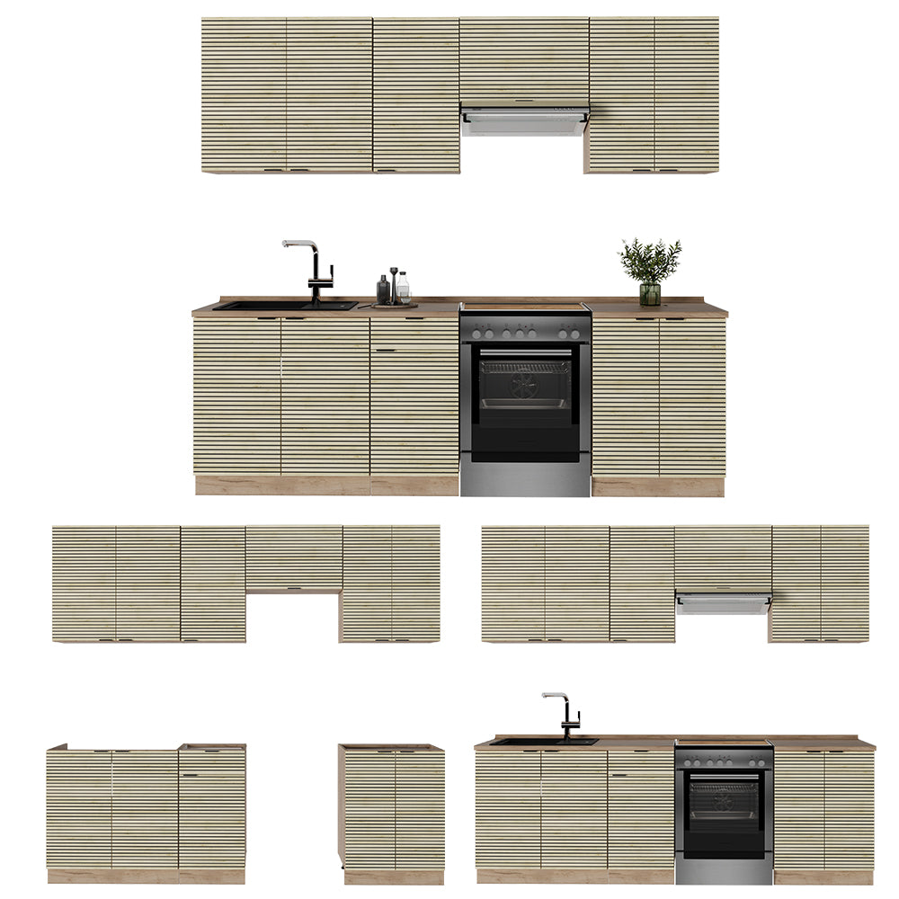 Vicco Cucina componibile Pannello in rovere/rovere goldkraft 240 cm , PL Antracite