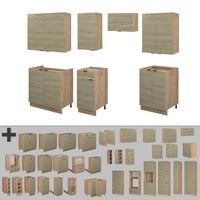 Vicco Cucina componibile Pannello in rovere/rovere goldkraft 240 cm , PL Marmo