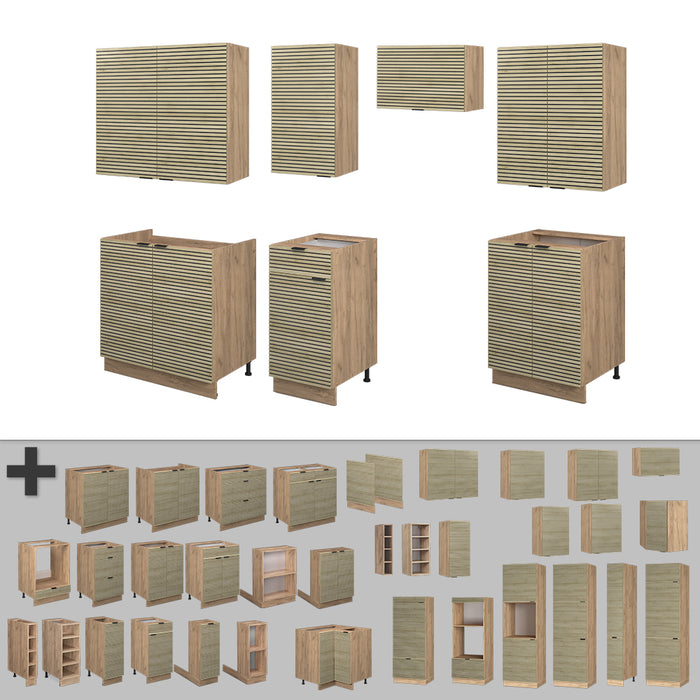 Vicco Cucina componibile Pannello in rovere/rovere goldkraft 240 cm , PL Antracite