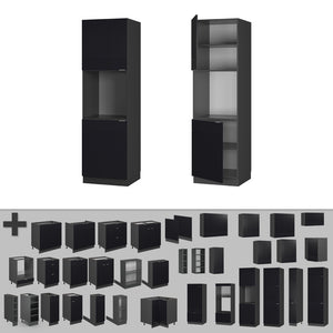 Vicco Mobile per forno da incasso Nero a righe 60 cm aperto