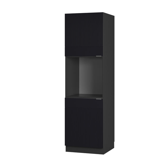 Vicco Mobile per forno da incasso Nero a righe 60 cm aperto